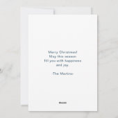 Cartes Pour Fêtes Annuelles Joyeuse photo de Noël avec message bleu (Dos)