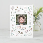 Cartes Pour Fêtes Annuelles Joyeuse photo de Noël en forêt hivernale (Debout devant)