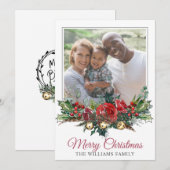 Cartes Pour Fêtes Annuelles Joyeuse photo de Noël familiale  (Devant / Derrière)