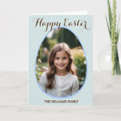 Cartes Pour Fêtes Annuelles Joyeuse Photo de Pâques Bleu Bleu Stripe Plutôt (Devant)