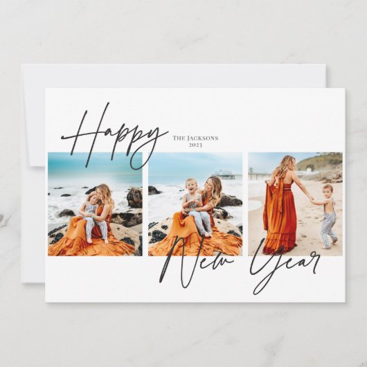 Cartes Pour Fêtes Annuelles Joyeuse photo du Nouvel An trois (Devant)