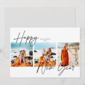 Cartes Pour Fêtes Annuelles Joyeuse photo du Nouvel An trois (Devant / Derrière)