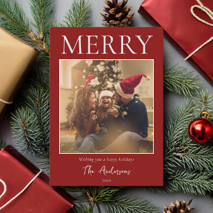 Cartes Pour Fêtes Annuelles Joyeuse photo minimaliste moderne simple