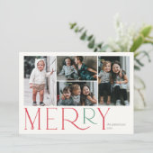 Cartes Pour Fêtes Annuelles Joyeuse photo Simple Rouge Vert (Debout devant)