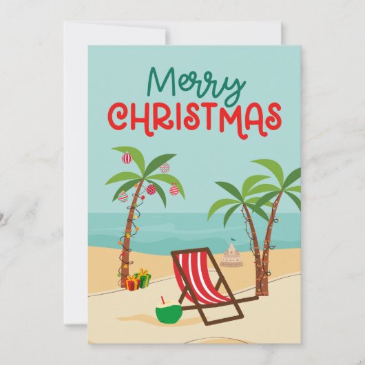 Cartes Pour Fêtes Annuelles Joyeuse plage de Noël (Devant)