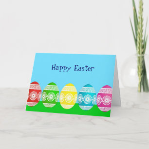 Cartes Pour Fêtes Annuelles Joyeuse poudreuse de Pâques bleu conception d'oeuf