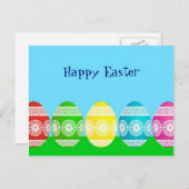 Cartes Pour Fêtes Annuelles Joyeuse poudreuse de Pâques bleu conception d'oeuf (Devant / Derrière)