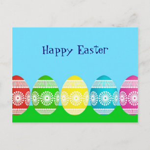Cartes Pour Fêtes Annuelles Joyeuse poudreuse de Pâques bleu conception d'oeuf