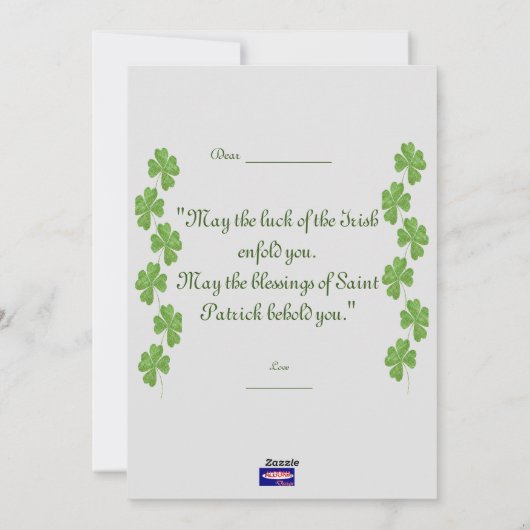 Cartes Pour Fêtes Annuelles Joyeuse Saint-Patrick (Dos)