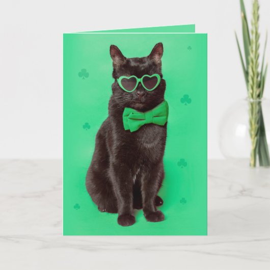 Cartes Pour Fêtes Annuelles Joyeuse Saint-Patrick à tous les chats noirs  (Devant)