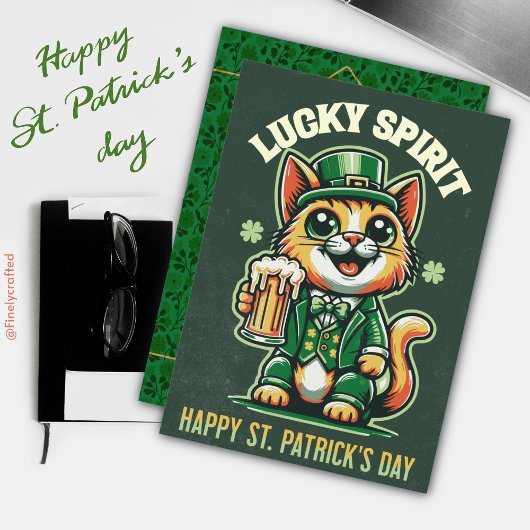 Cartes Pour Fêtes Annuelles Joyeuse Saint-Patrick Celtique Chat Irlandais Chan