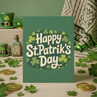 Cartes Pour Fêtes Annuelles Joyeuse Saint-Patrick Chanceux Art du Trèfle