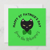 Cartes Pour Fêtes Annuelles Joyeuse Saint-Patrick Chat Noir Émeraude (Devant)