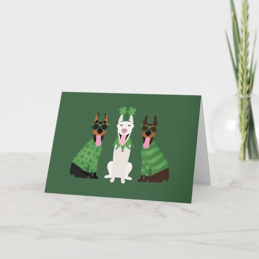 Cartes Pour Fêtes Annuelles Joyeuse Saint-Patrick Chiens Dobermann (Devant)
