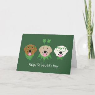Cartes Pour Fêtes Annuelles Joyeuse Saint-Patrick Chiens Retrievers Dorees