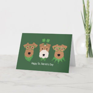 Cartes Pour Fêtes Annuelles Joyeuse Saint-Patrick Chiens Welsh Wire Fox Terrie