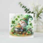 Cartes Pour Fêtes Annuelles Joyeuse Saint-Patrick Cute Gnome (Debout devant)