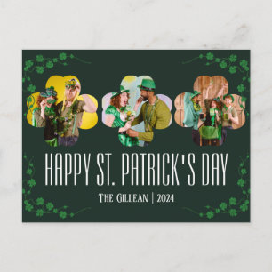 Cartes Pour Fêtes Annuelles Joyeuse Saint-Patrick famille photo aux trèfles