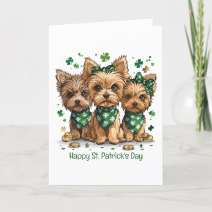 Cartes Pour Fêtes Annuelles Joyeuse Saint-Patrick Yorkshire Terrier Chiens
