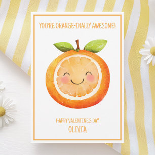Cartes Pour Fêtes Annuelles Joyeuse Saint-Valentin à l'aquarelle orange Enfant