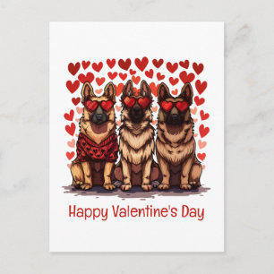 Cartes Pour Fêtes Annuelles Joyeuse Saint-Valentin aux chiens Berger Allemand
