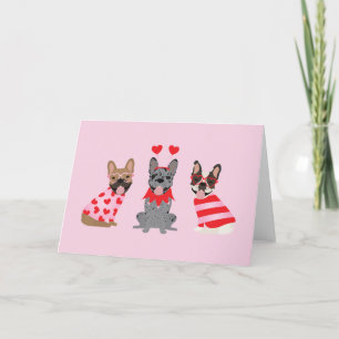 Cartes Pour Fêtes Annuelles Joyeuse Saint-Valentin Bouledogues Français