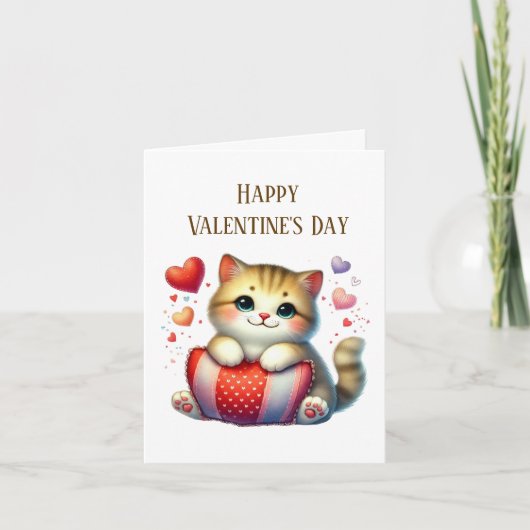 Cartes Pour Fêtes Annuelles Joyeuse Saint-Valentin chat (Devant)