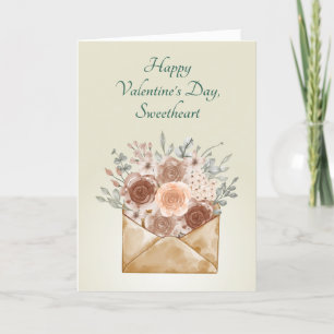 Cartes Pour Fêtes Annuelles "Joyeuse Saint-Valentin, Chéri" Élégant Floral
