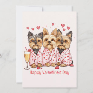 Cartes Pour Fêtes Annuelles Joyeuse Saint-Valentin Chiens Yorkshires