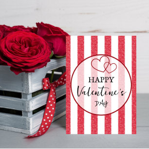 Cartes Pour Fêtes Annuelles Joyeuse Saint-Valentin Cœurs Rayures