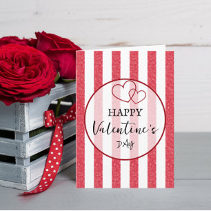 Cartes Pour Fêtes Annuelles Joyeuse Saint-Valentin Cœurs Rayures Pliées