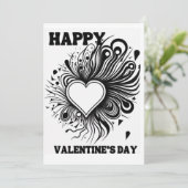 Cartes Pour Fêtes Annuelles Joyeuse Saint-Valentin Coloriage Noir et Blanc (Debout devant)