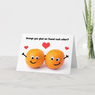 Cartes Pour Fêtes Annuelles Joyeuse Saint-Valentin Couple Orange Humour Mignon