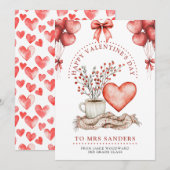 Cartes Pour Fêtes Annuelles Joyeuse Saint-Valentin Enseignant    (Devant / Derrière)