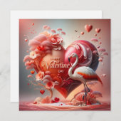 Cartes Pour Fêtes Annuelles Joyeuse Saint-Valentin Flamant (Devant / Derrière)