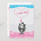 Cartes Pour Fêtes Annuelles Joyeuse Saint-Valentin ! Je t'aime ! Mouton mignon (Devant / Derrière)