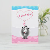 Cartes Pour Fêtes Annuelles Joyeuse Saint-Valentin ! Je t'aime ! Mouton mignon (Debout devant)