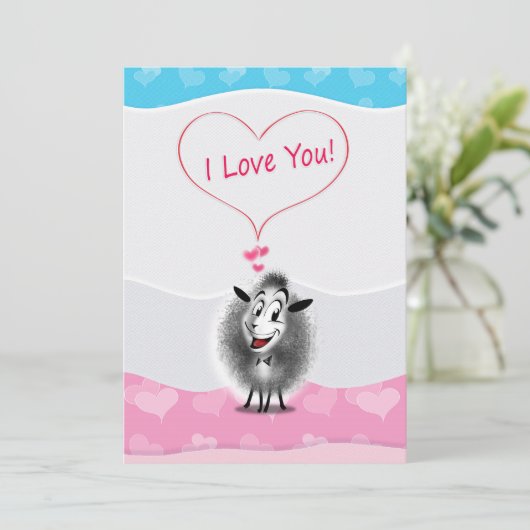 Cartes Pour Fêtes Annuelles Joyeuse Saint-Valentin ! Je t'aime ! Mouton mignon (Debout devant)