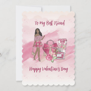 Cartes Pour Fêtes Annuelles Joyeuse Saint-Valentin Meilleure Amie Femme Noire