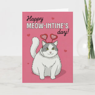 Cartes Pour Fêtes Annuelles Joyeuse Saint-Valentin Mignon Chat Avec Serre-Tête