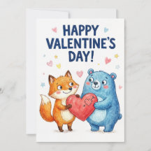 Joyeuse Saint-Valentin - Ours et Renard Mignons Am