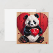 Cartes Pour Fêtes Annuelles Joyeuse Saint-Valentin Panda ours (Devant / Derrière)