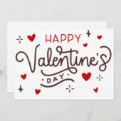 Cartes Pour Fêtes Annuelles Joyeuse Saint-Valentin rouge  (Devant / Derrière)