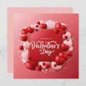 Cartes Pour Fêtes Annuelles Joyeuse Saint-Valentin Rouge Heart (Devant / Derrière)