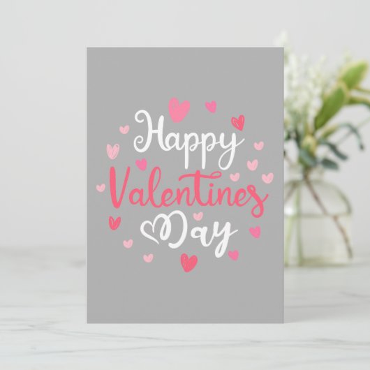Cartes Pour Fêtes Annuelles Joyeuse Saint-Valentin Texte de Script Coeurs (Debout devant)