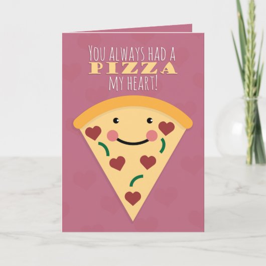 Cartes Pour Fêtes Annuelles Joyeuse Saint-Valentin Tranche De Pizza Mignonne H (Devant)