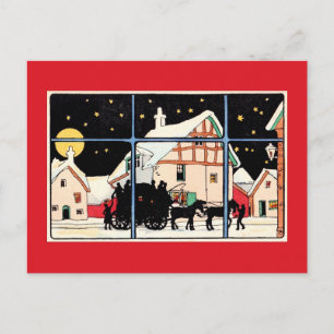 Cartes Pour Fêtes Annuelles Joyeuse silhouette de Noël vintage rouge antique