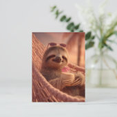 Cartes Pour Fêtes Annuelles Joyeuse Sloth Relaxant dans un hamac (Debout devant)