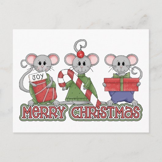 Cartes Pour Fêtes Annuelles Joyeuse souris de Noël (Devant)