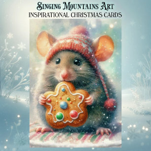 Cartes Pour Fêtes Annuelles Joyeuse Souris de Noël avec Cookie Chrétien